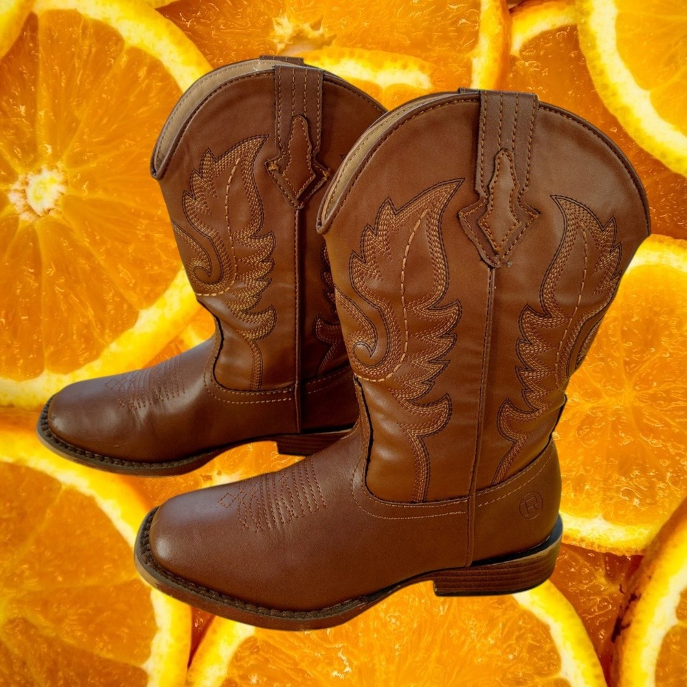 Roper Little Kids Brown Cowboy Western Boots‎ Square Toe 09-018-1900-1701 Size 2